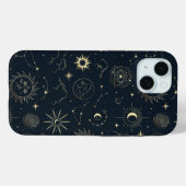 Coques Case-Mate iPhone Motif de constellation d'étoile d'or bleu minuit (Verso (horizontal))