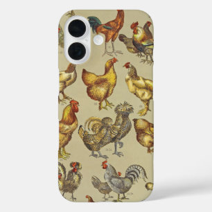 Coques iPhone 16 Motif de coq poulet vintage : Art de ferme