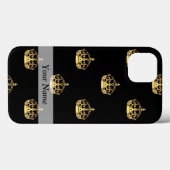 Coques Case-Mate iPhone Motif de couronne noir et or (Verso (horizontal))