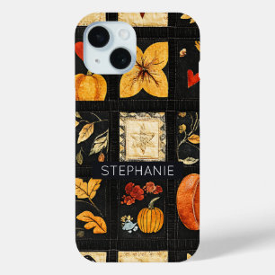 Coque Pour iPhone 15 Motif de courtepointe d'art populaire d'automne