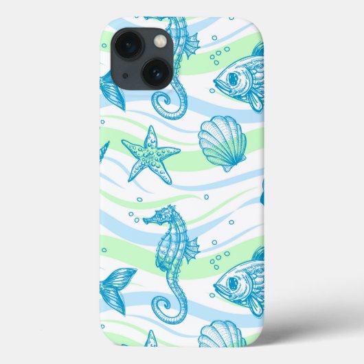 Coques Case-Mate iPhone Motif de croquis marine (Verso)