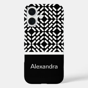 Coques iPhone 16 Motif de cylindre noir et blanc