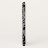 Coques Case-Mate iPhone Motif de Damas à torsion grise sur noir (Dos/Gauche)