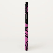 Coques Case-Mate iPhone Motif de Damas à torsion rose sur noir (Dos/Droite)