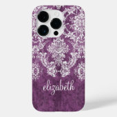 Coques Case-Mate iPhone Motif de Damas Plum et Blanc Moody avec nom (Verso)