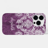 Coques Case-Mate iPhone Motif de Damas Plum et Blanc Moody avec nom (Verso (horizontal))