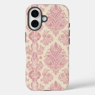 Coques iPhone 16 Motif de Damas rose victorien clair