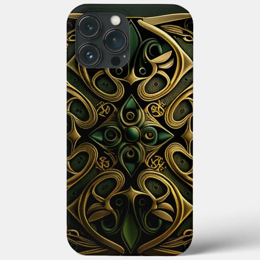 Coques Case-Mate iPhone Motif de décoration en bronze vert (Verso)