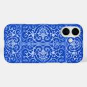 Coques Case-Mate iPhone Motif de défilement bleu royal (Verso (horizontal))