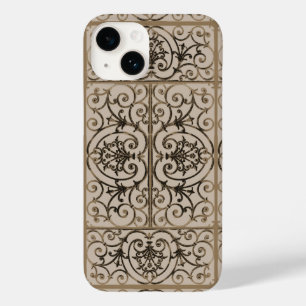 Coque Pour iPhone 14 Motif de défilement marron Sepia