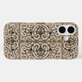 Coques Case-Mate iPhone Motif de défilement marron Sepia (Verso (horizontal))