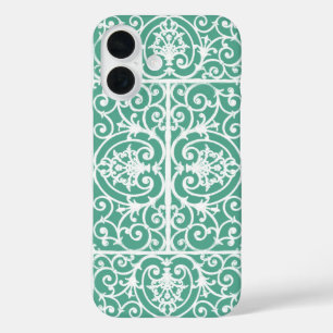 Coques iPhone 16 Motif de défilement vert à la menthe
