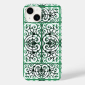 Coques Case-Mate iPhone Motif de défilement vert et blanc (Verso)