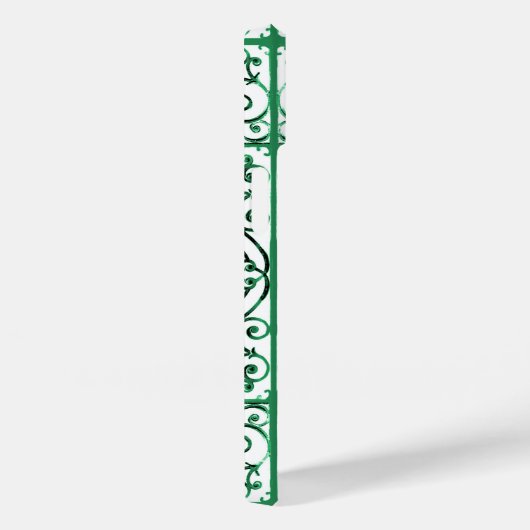 Coques Case-Mate iPhone Motif de défilement vert et blanc (Verso / Droite)