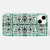 Coques Case-Mate iPhone Motif de défilement vert et blanc (Verso (horizontal))