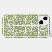 Coques Case-Mate iPhone Motif de défilement vert olive (Verso (horizontal))