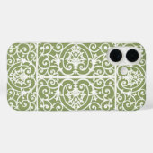 Coques Case-Mate iPhone Motif de défilement vert olive (Verso (horizontal))