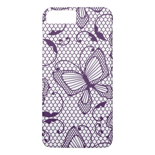 Coques Case-Mate iPhone Motif de dentelle avec des papillons (Dos)
