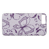 Coques Case-Mate iPhone Motif de dentelle avec des papillons (Dos (Horizontal))