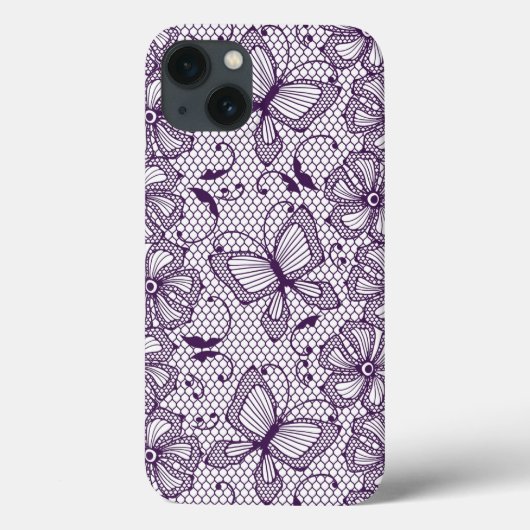 Coques Case-Mate iPhone Motif de dentelle avec des papillons (Verso)