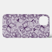 Coques Case-Mate iPhone Motif de dentelle avec des papillons (Verso (horizontal))