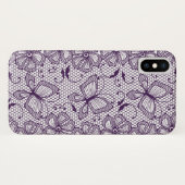 Coques Case-Mate iPhone Motif de dentelle avec des papillons (Dos (Horizontal))