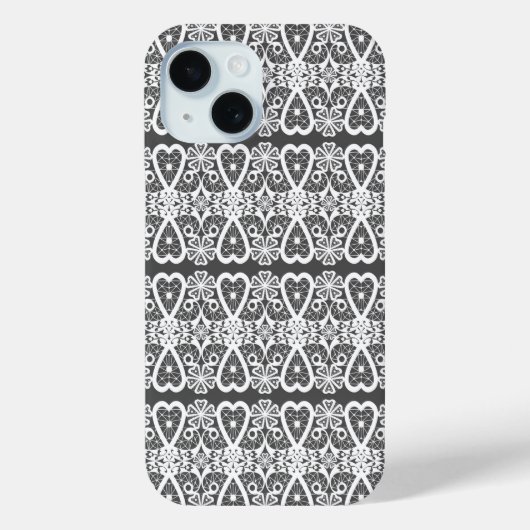 Coques Case-Mate iPhone Motif de dentelle grise et blanche (Verso)