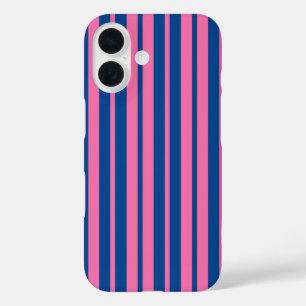 Coques iPhone 16 Motif de design à rayures élégantes rose bleu