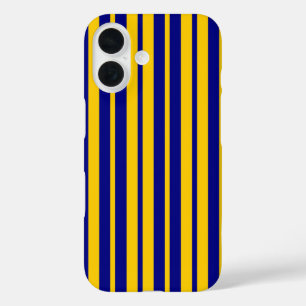 Coques iPhone 16 Motif de design de rayures élégantes bleues jaunes