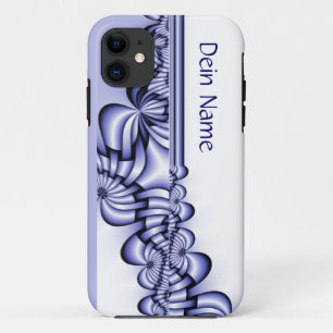 Coque iPhone 11 Motif de design graphique - bleu blanc + votre tex