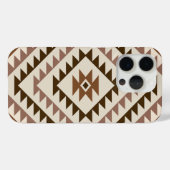 Coques Case-Mate iPhone Motif de diamant aztèque marron et crème (Verso (horizontal))