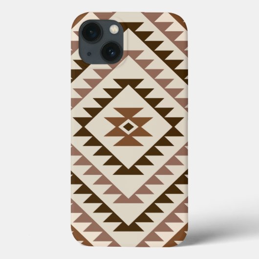 Coques Case-Mate iPhone Motif de diamant aztèque marron et crème (Verso)
