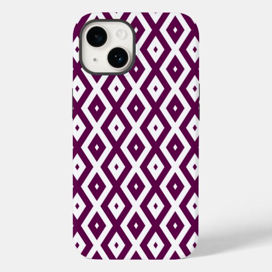 Coques Case-Mate iPhone Motif de diamant blanc et violet de prune (Verso)