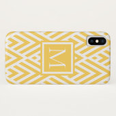 Coques Case-Mate iPhone Motif de diamant de flèche de monogramme jaune or (Dos (Horizontal))