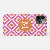 Coques Case-Mate iPhone Motif de diamant de tangerine rose monogramme (Dos (Horizontal))