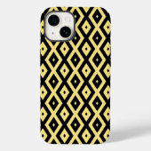 Coques Case-Mate iPhone Motif de diamant jaune citron et noir (Verso)