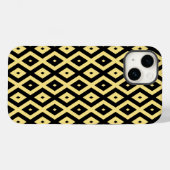 Coques Case-Mate iPhone Motif de diamant jaune citron et noir (Verso (horizontal))