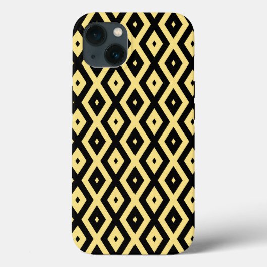 Coques Case-Mate iPhone Motif de diamant jaune citron et noir Coque-Mate i (Verso)