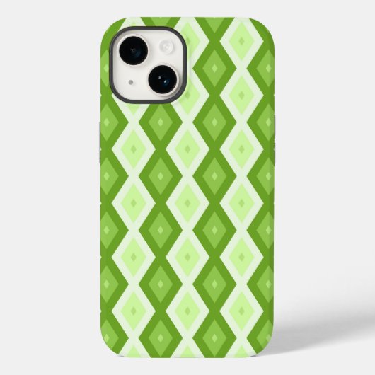 Coques Case-Mate iPhone Motif de diamant vert Chartreuse (Verso)