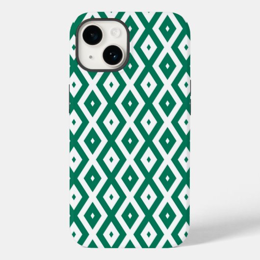 Coques Case-Mate iPhone Motif de diamant vert et blanc (Verso)