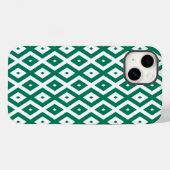 Coques Case-Mate iPhone Motif de diamant vert et blanc (Verso (horizontal))