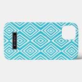 Coques Case-Mate iPhone Motif de diamants chic | Turquoise Personnalisé (Verso (horizontal))