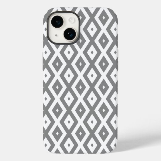 Coques Case-Mate iPhone Motif de diamants gris et blanc (Verso)