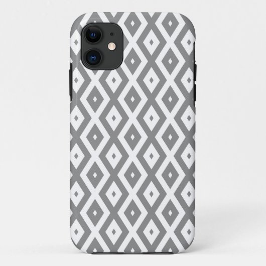 Coques Case-Mate iPhone Motif de diamants gris et blanc (Dos)