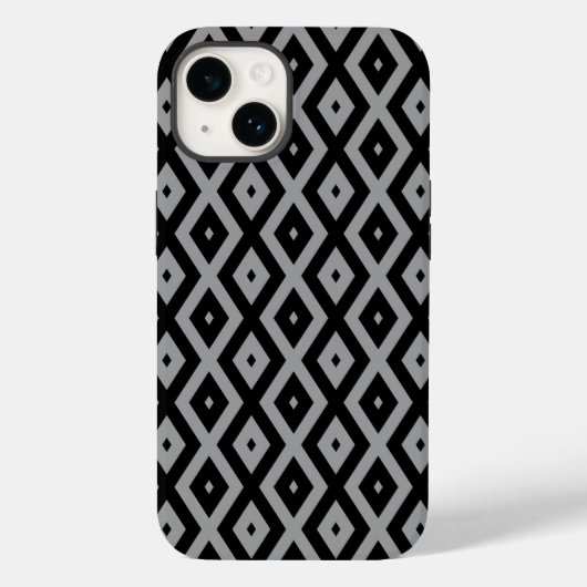 Coques Case-Mate iPhone Motif de diamants gris et noir (Verso)