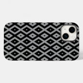 Coques Case-Mate iPhone Motif de diamants gris et noir (Verso (horizontal))