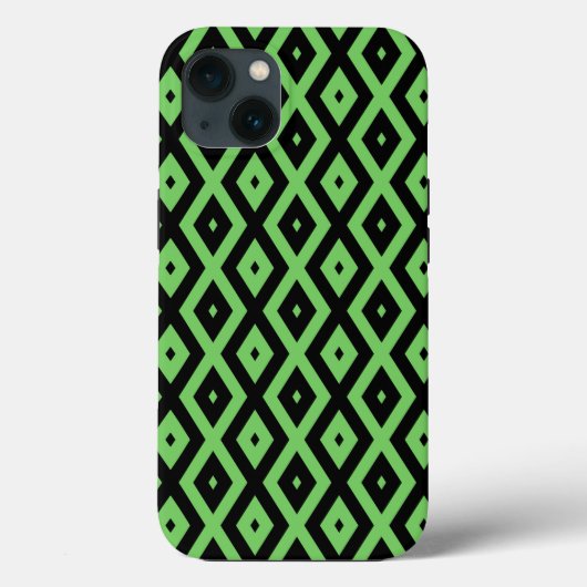 Coques Case-Mate iPhone Motif de diamants noir et vert citron Coque-Mate i (Verso)