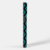 Coques Case-Mate iPhone motif de diamants turquoise et noir (Verso / Droite)