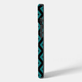 Coques Case-Mate iPhone motif de diamants turquoise et noir (Verso / Gauche)