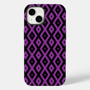 Coque Pour iPhone 14 Motif de diamants violet et noir